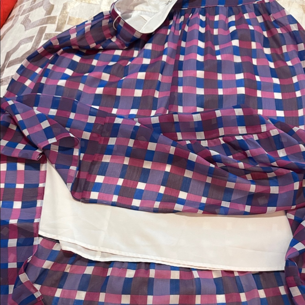 Ann Taylor Plaid Maxi Skirt in Purple, white blu and Pink - Picture 5 of 6